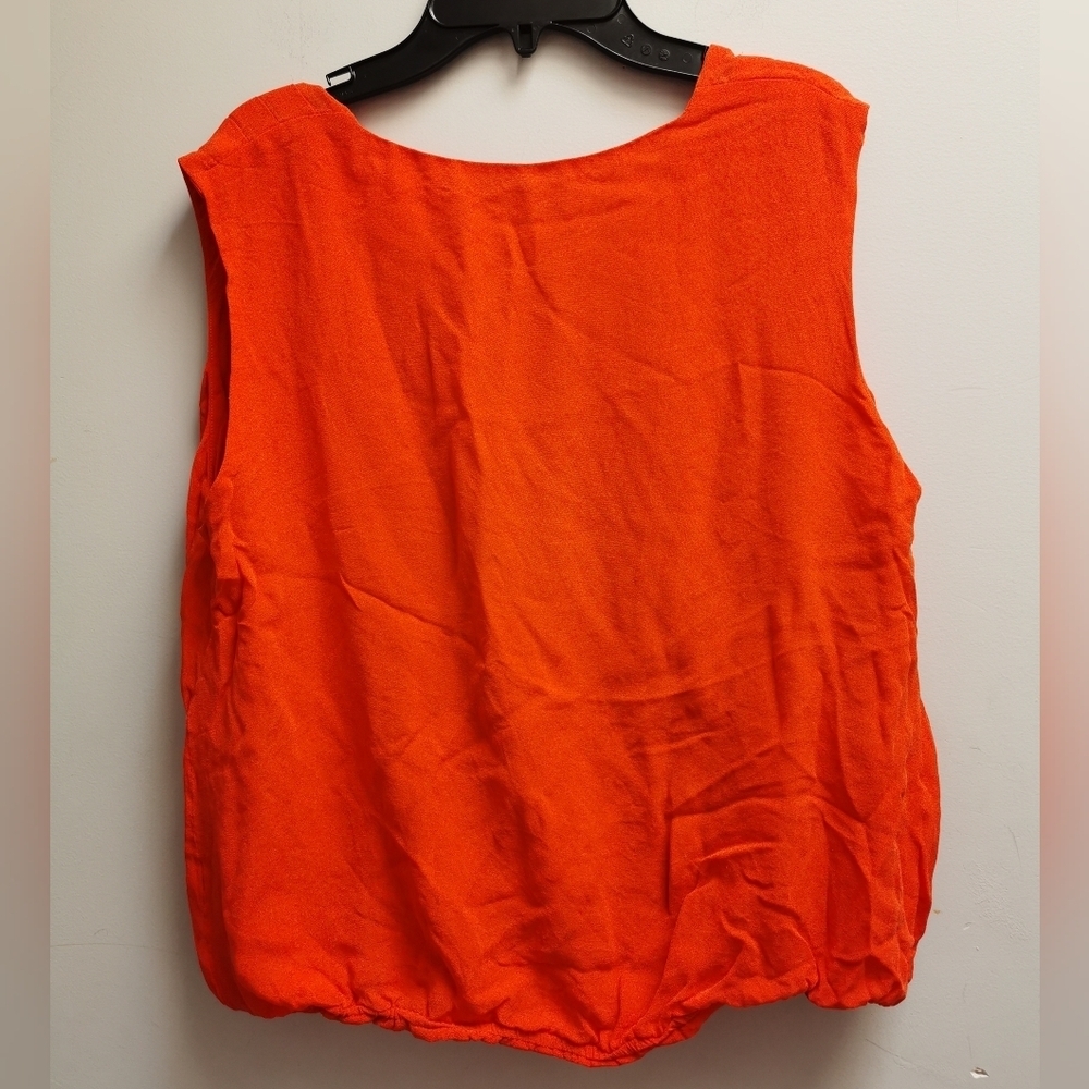 Alice and Olivia Orange top sleveless elastic waist, Lined, 100 % silk ptp 20.5" - Picture 3 of 7